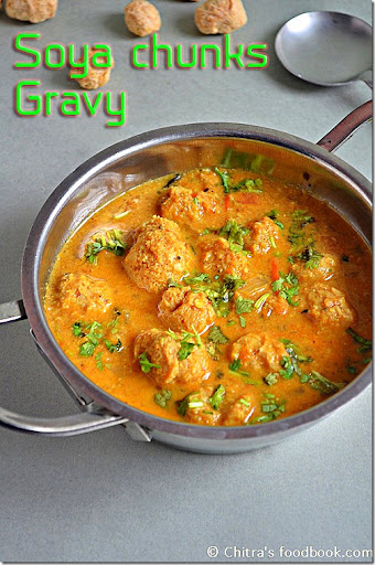 Soya chunks kurma / Meal maker gravy for rice and chapathi